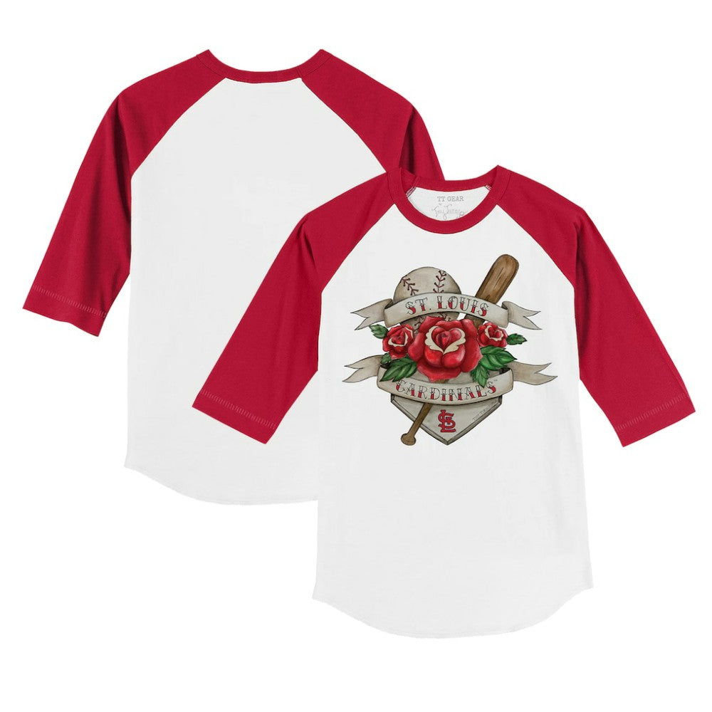 St. Louis Cardinals Tiny Turnip Youth Tattoo Rose 3/4-Sleeve Raglan T-Shirt - White/Red - MLB Discount