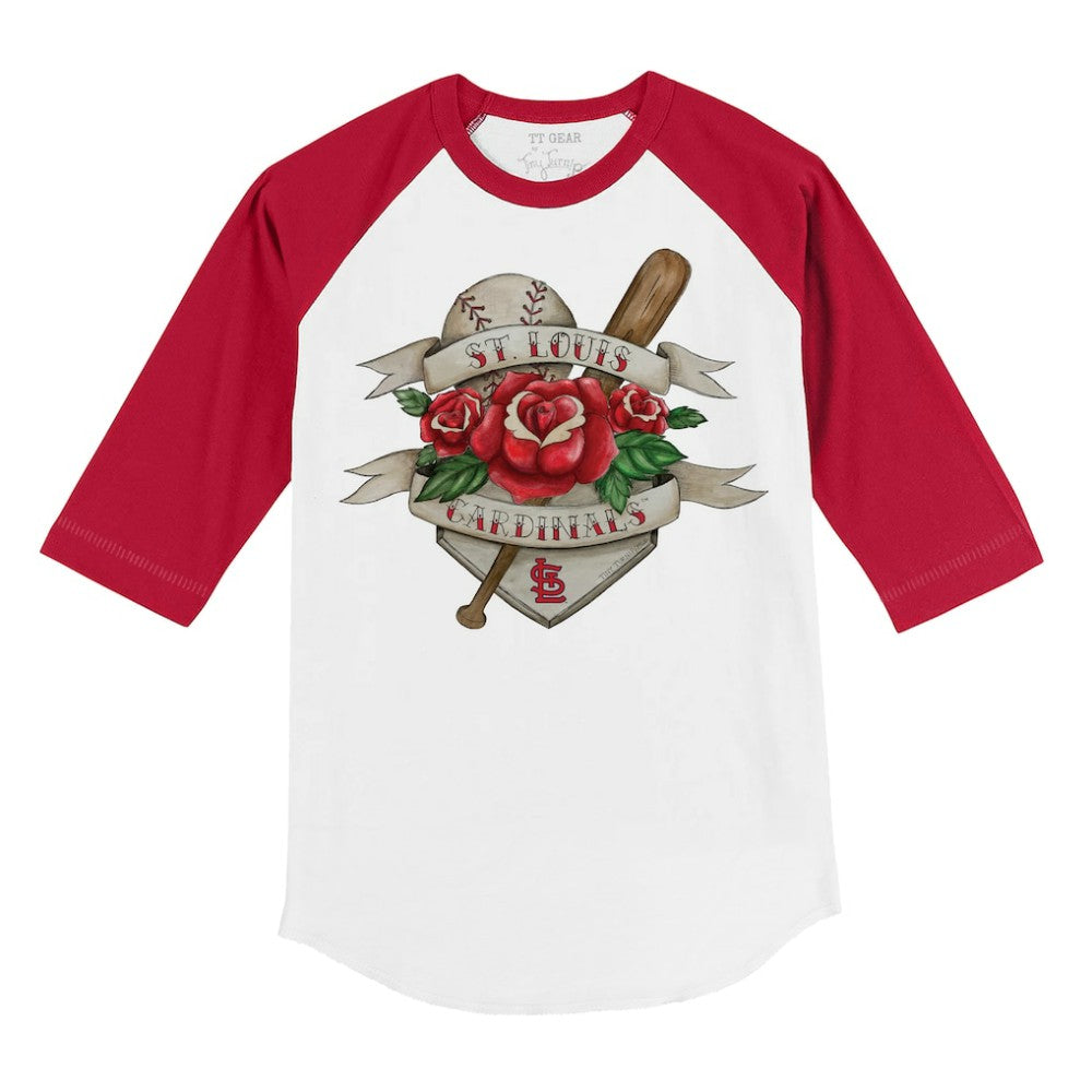 St. Louis Cardinals Tiny Turnip Youth Tattoo Rose 3/4-Sleeve Raglan T-Shirt - White/Red - MLB Discount