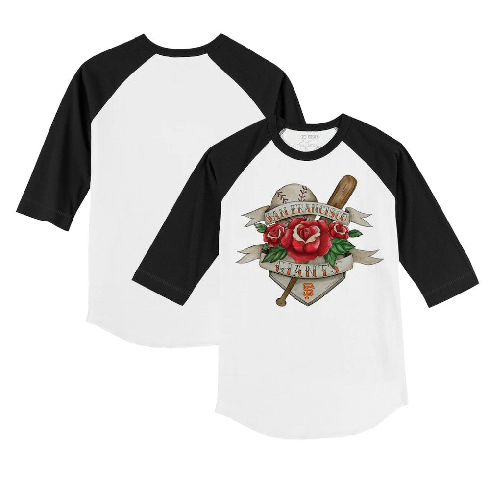 San Francisco Giants Tiny Turnip Youth Tattoo Rose 3/4-Sleeve Raglan T-Shirt - White/Black - MLB Discount