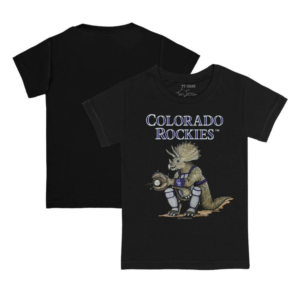 Colorado Rockies Tiny Turnip Youth Triceratops T-Shirt - Black - MLB Discount