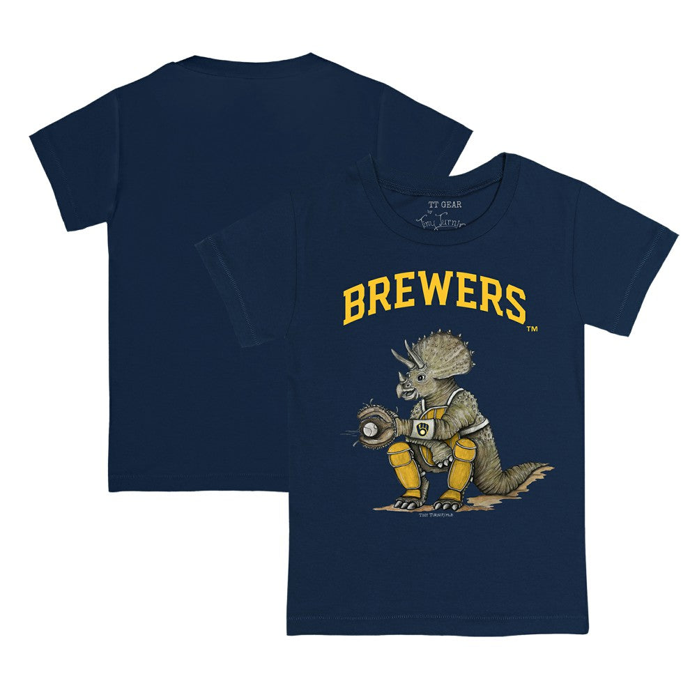 Milwaukee Brewers Tiny Turnip Youth Triceratops T-Shirt - Navy - MLB Discount