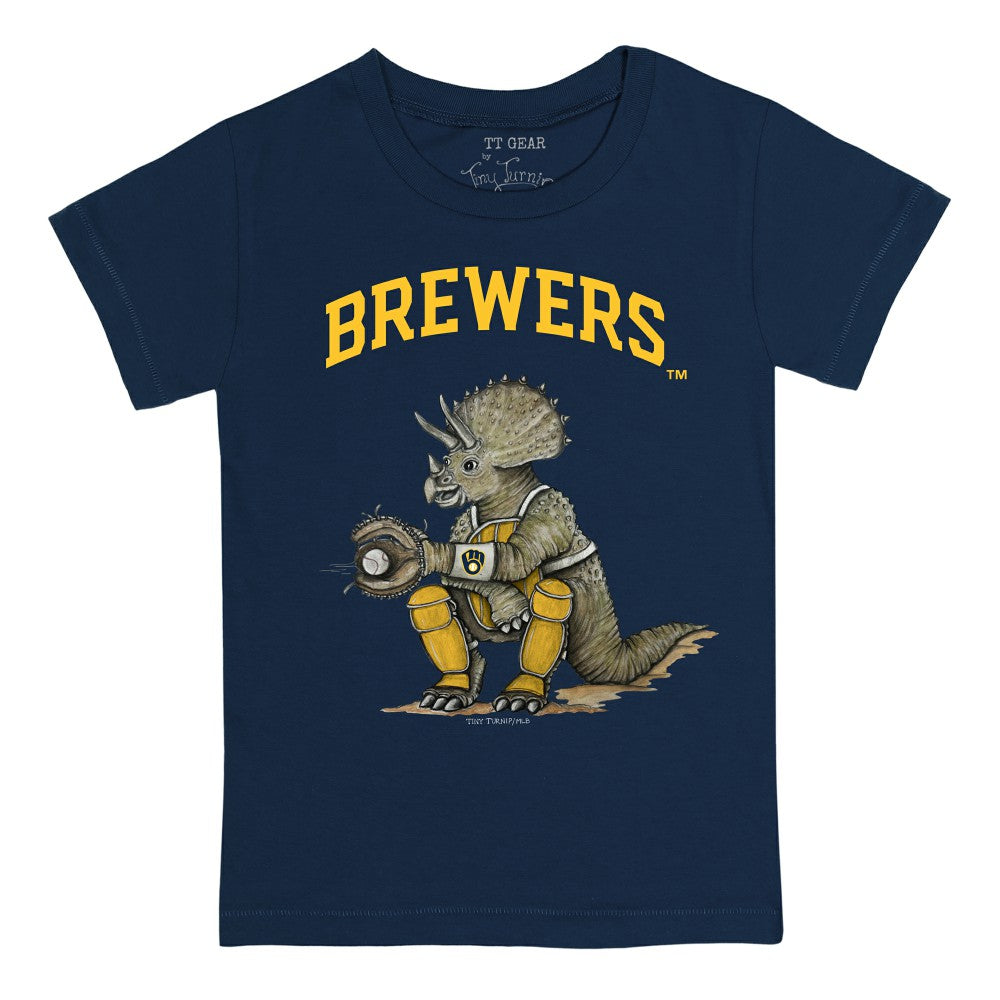 Milwaukee Brewers Tiny Turnip Youth Triceratops T-Shirt - Navy - MLB Discount