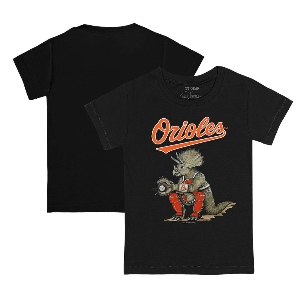 Baltimore Orioles Tiny Turnip Youth Triceratops T-Shirt - Black - MLB Discount