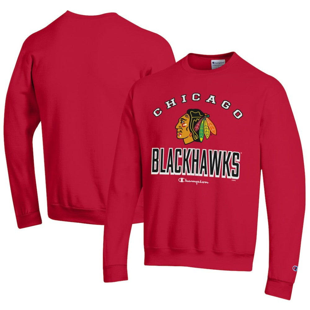 Chicago Blackhawks Champion Eco Powerblend Crewneck Sweatshirt - Red - NHL 201078111