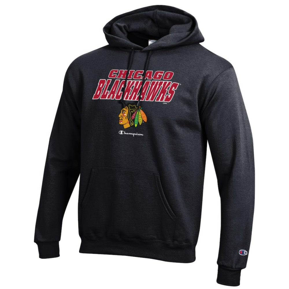 Chicago Blackhawks Champion Eco Powerblend Pullover Hoodie - Black - NHL 201078115