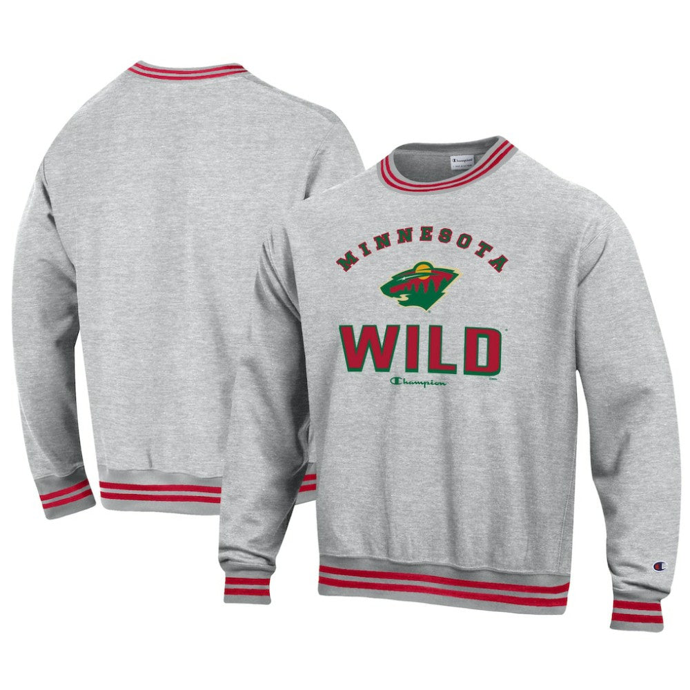 Minnesota Wild Champion Reverse Weave Yarn Dye Pullover Sweatshirt - Heather Gray - NHL 201078146