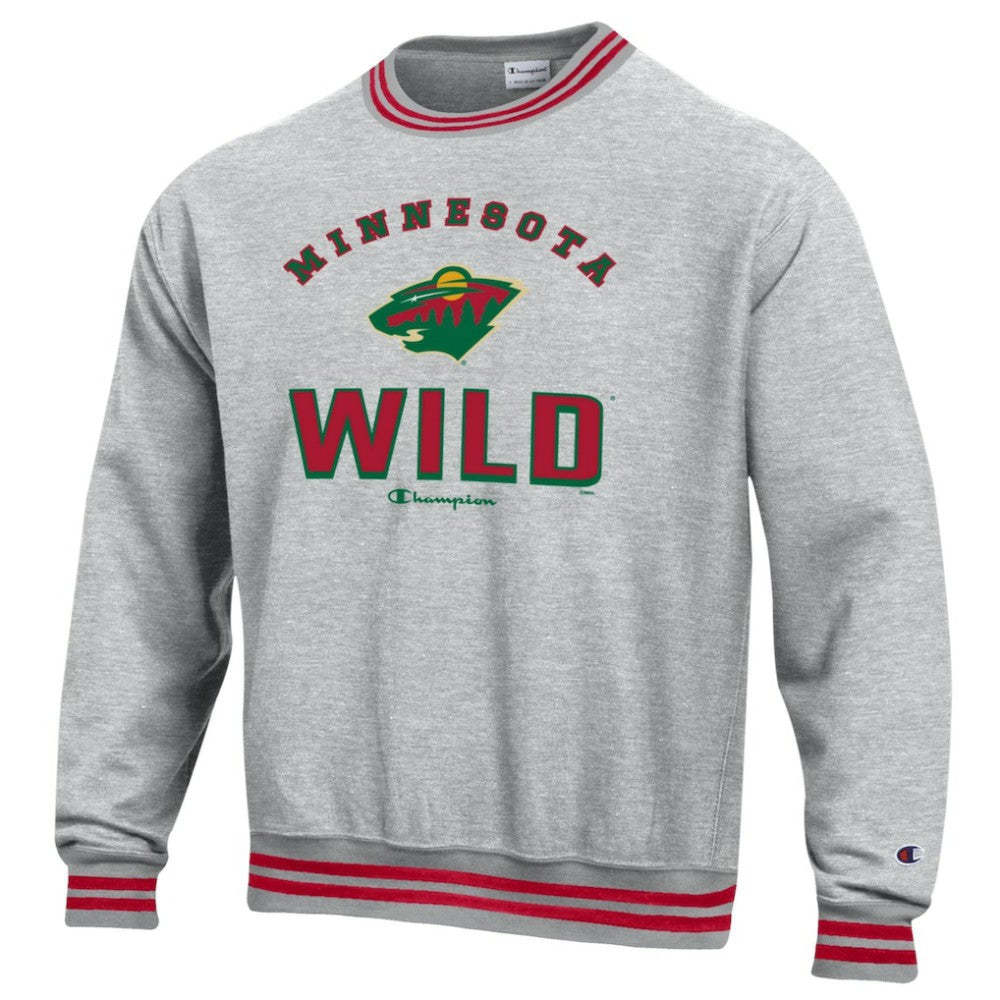 Minnesota Wild Champion Reverse Weave Yarn Dye Pullover Sweatshirt - Heather Gray - NHL 201078146