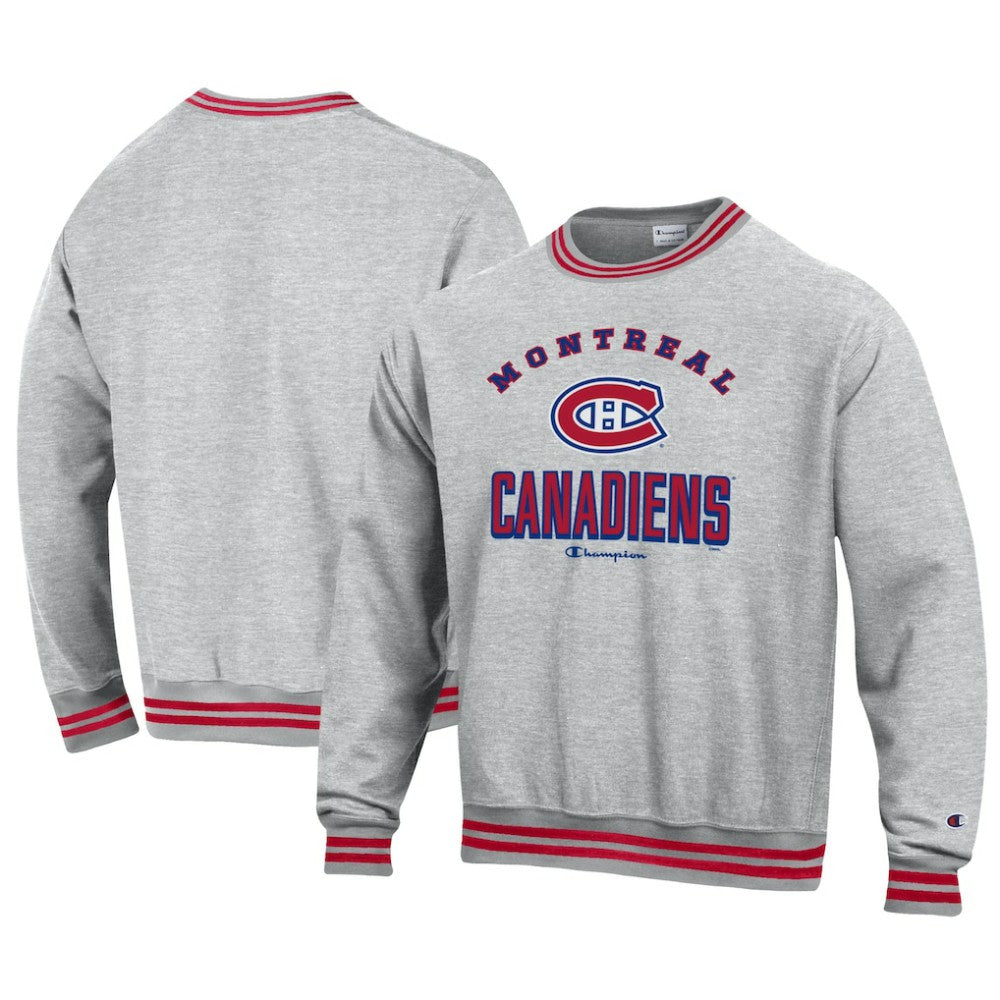 Montreal Canadiens Champion Reverse Weave Yarn Dye Pullover Sweatshirt - Heather Gray - NHL 201078147