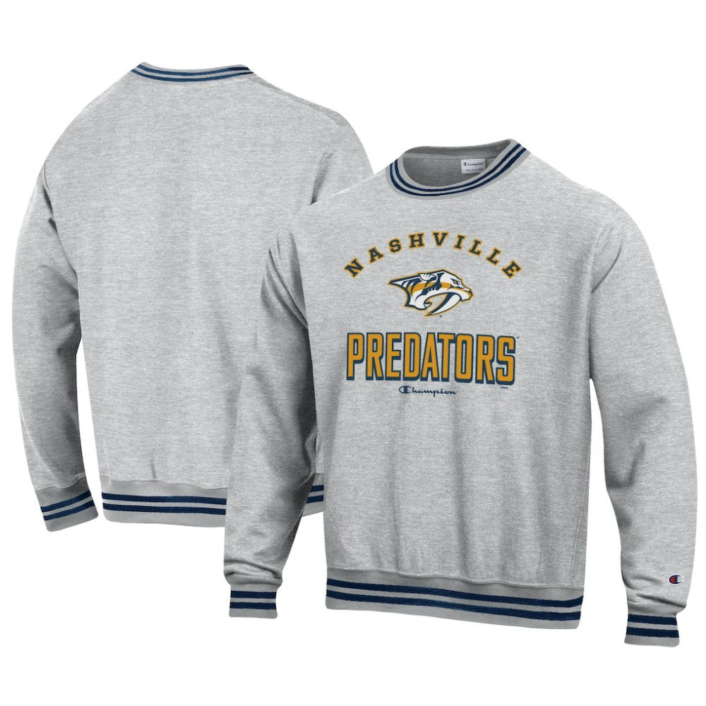 Nashville Predators Champion Reverse Weave Yarn Dye Pullover Sweatshirt - Heather Gray - NHL 201078148