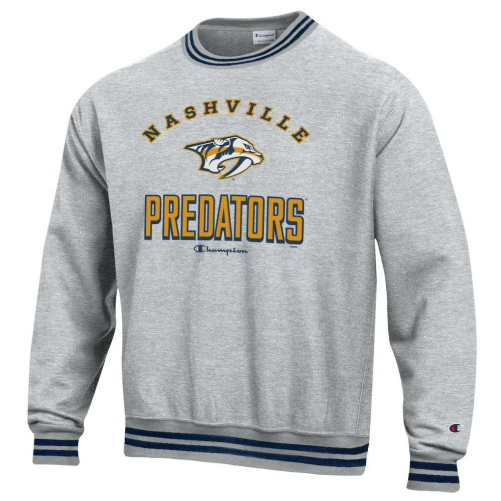 Nashville Predators Champion Reverse Weave Yarn Dye Pullover Sweatshirt - Heather Gray - NHL 201078148