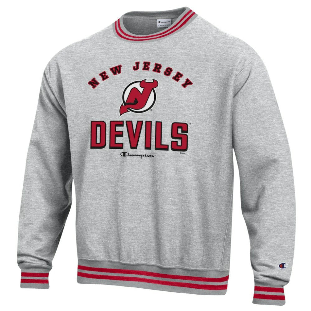 New Jersey Devils Champion Reverse Weave Yarn Dye Pullover Sweatshirt - Heather Gray - NHL 201078149