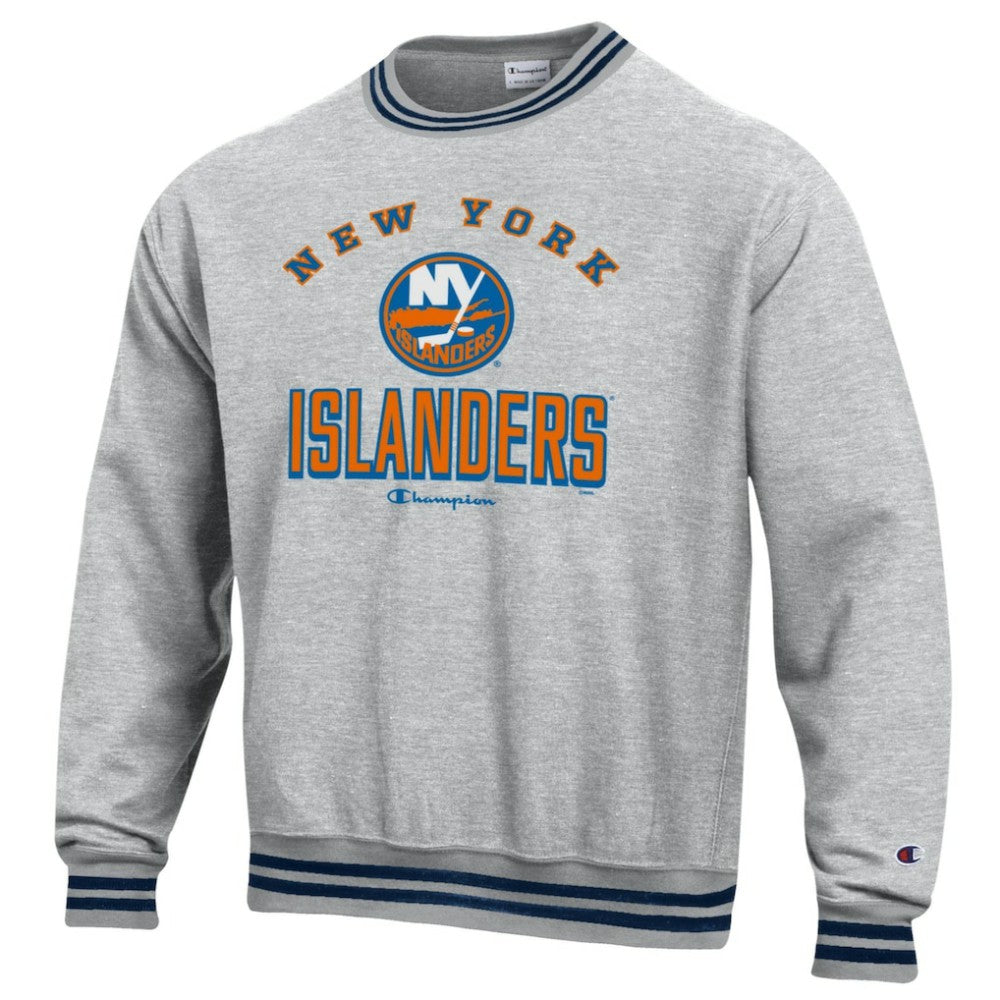 New York Islanders Champion Reverse Weave Yarn Dye Pullover Sweatshirt - Heather Gray - NHL 201078150