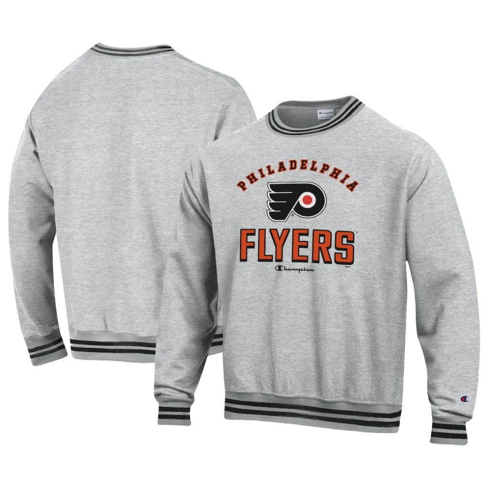 Philadelphia Flyers Champion Reverse Weave Yarn Dye Pullover Sweatshirt - Heather Gray - NHL 201078153