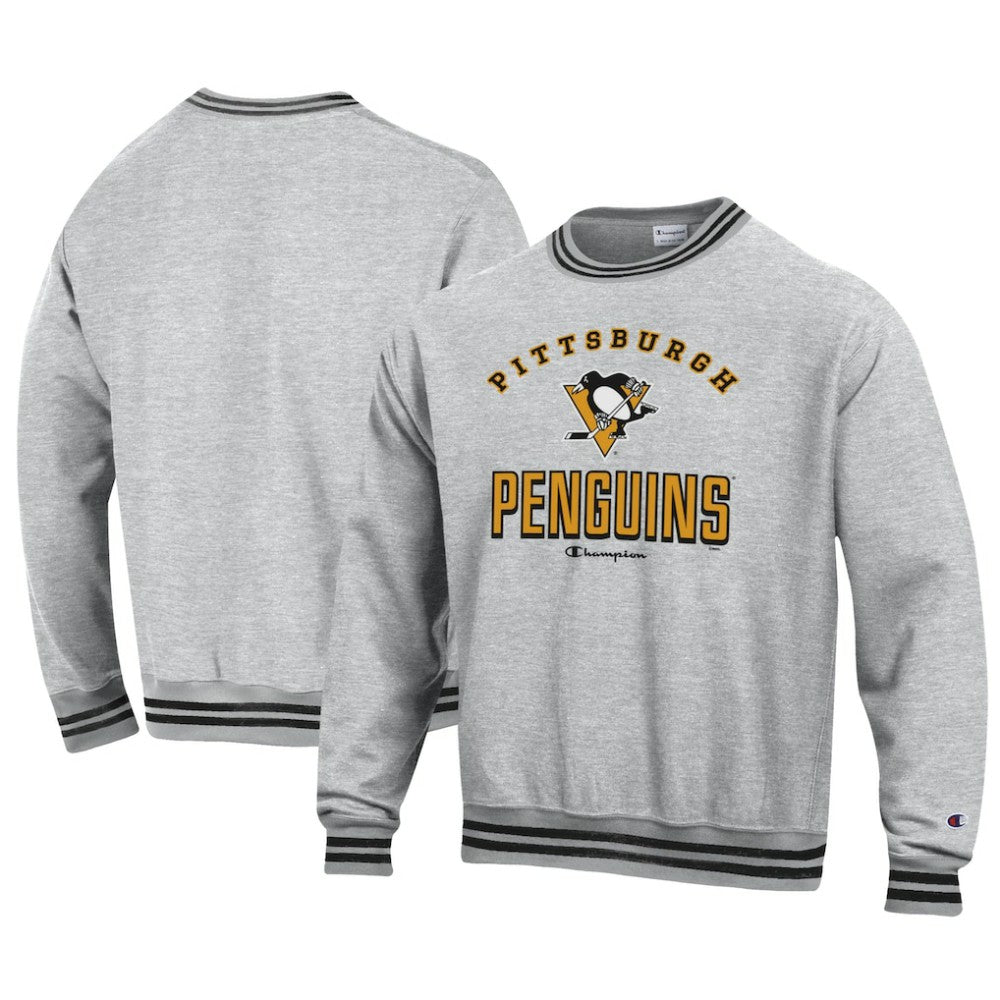 Pittsburgh Penguins Champion Reverse Weave Yarn Dye Pullover Sweatshirt - Heather Gray - NHL 201078154
