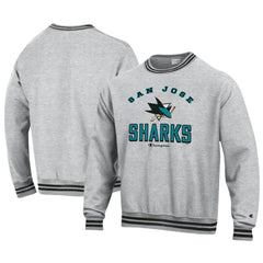 San Jose Sharks Champion Reverse Weave Yarn Dye Pullover Sweatshirt - Heather Gray - NHL 201078155