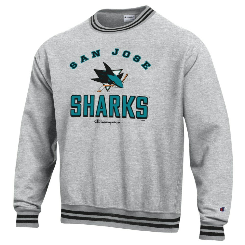 San Jose Sharks Champion Reverse Weave Yarn Dye Pullover Sweatshirt - Heather Gray - NHL 201078155