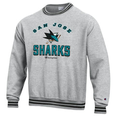 San Jose Sharks Champion Reverse Weave Yarn Dye Pullover Sweatshirt - Heather Gray - NHL 201078155