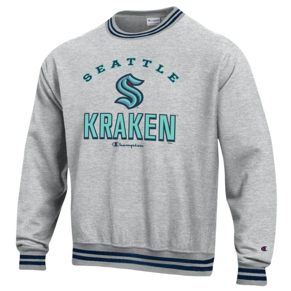 Seattle Kraken Champion Reverse Weave Yarn Dye Pullover Sweatshirt - Heather Gray - NHL 201078156