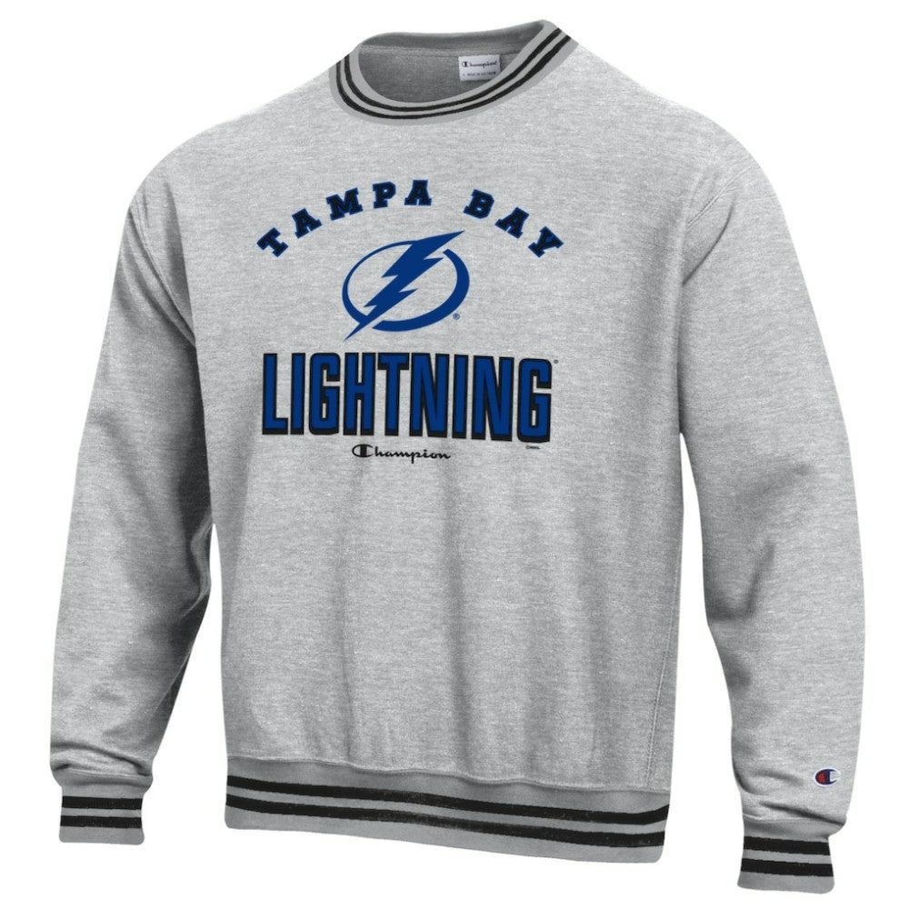 Tampa Bay Lightning Champion Reverse Weave Yarn Dye Pullover Sweatshirt - Heather Gray - NHL 201078158