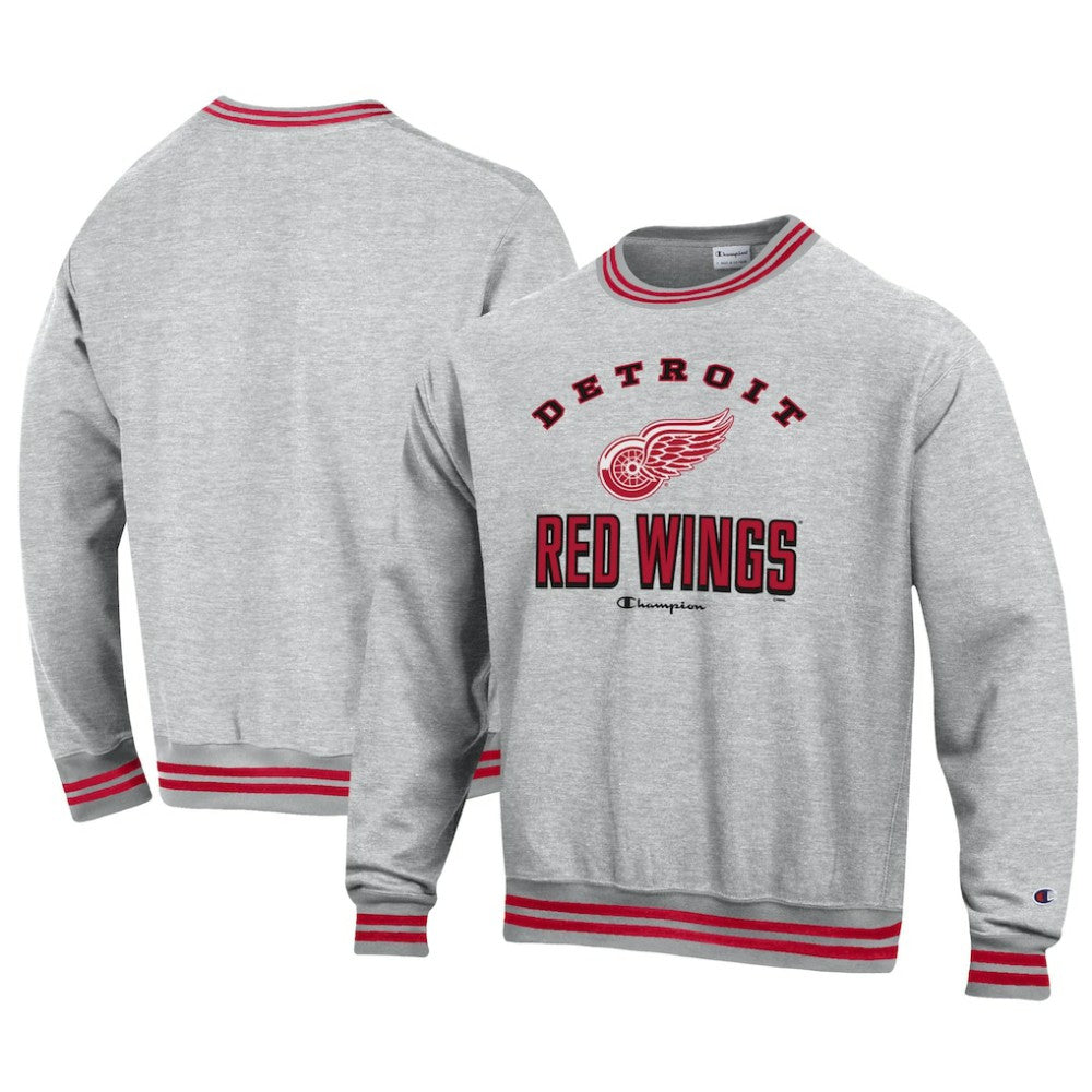 Detroit Red Wings Champion Reverse Weave Yarn Dye Pullover Sweatshirt - Heather Gray - NHL 201078169