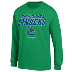 Vancouver Canucks Champion Long-Sleeve Jersey T-Shirt - Green - NHL 201078235