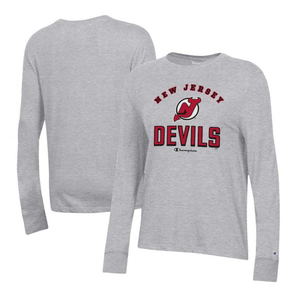 New Jersey Devils Champion Women's Core Long Sleeve T-Shirt - Heather Gray - NHL 201078274