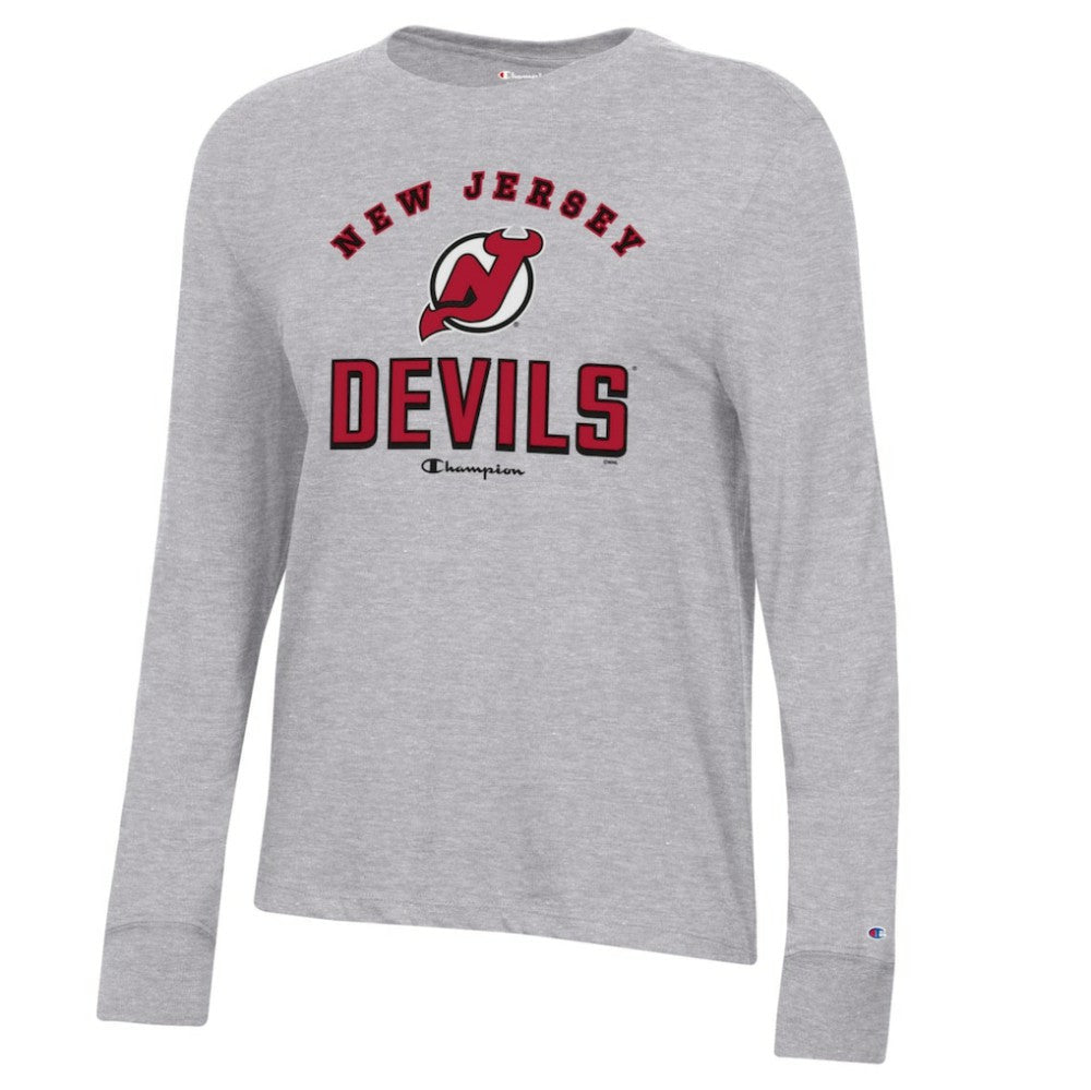 New Jersey Devils Champion Women's Core Long Sleeve T-Shirt - Heather Gray - NHL 201078274