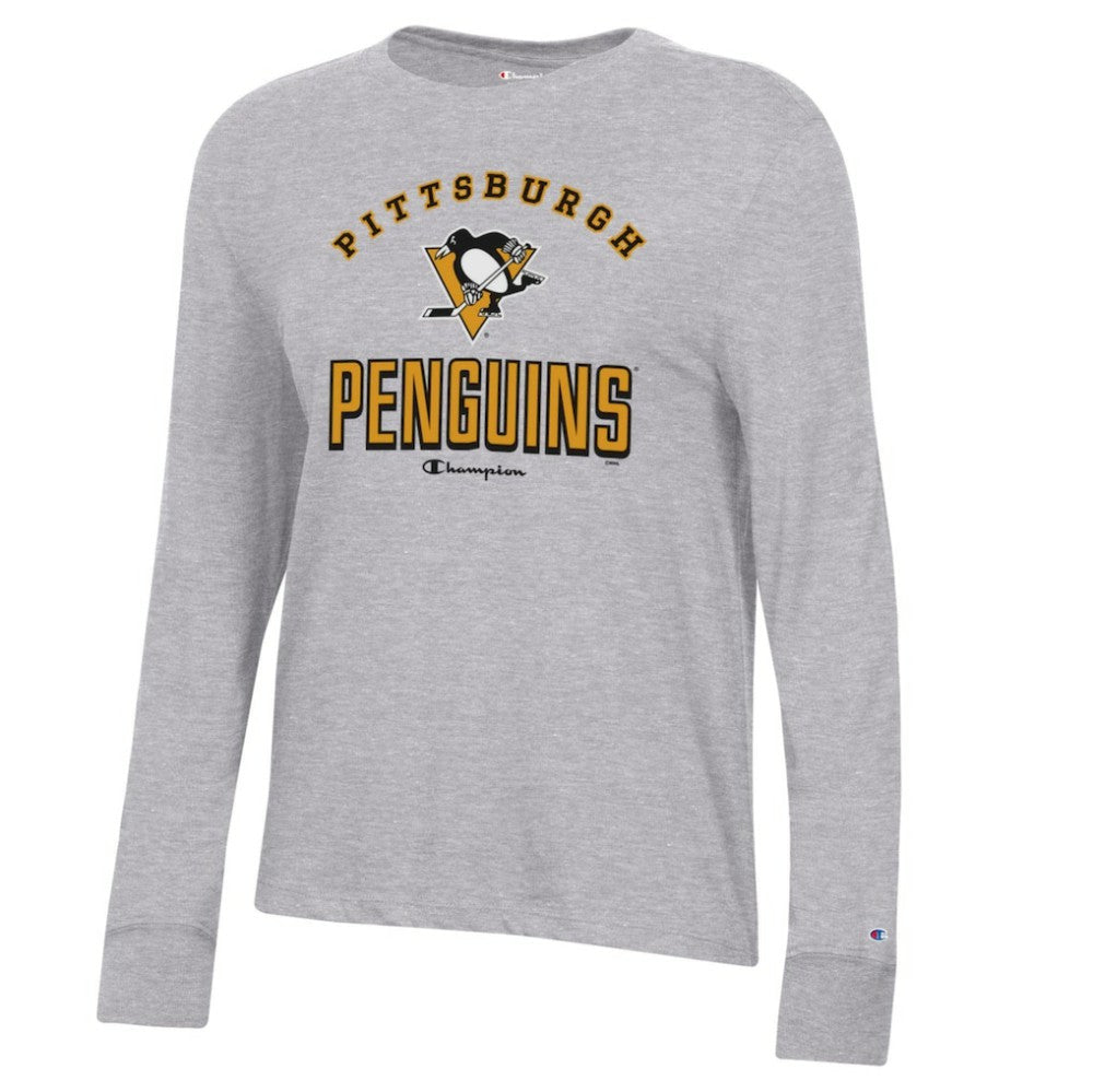 Pittsburgh Penguins Champion Women's Core Long Sleeve T-Shirt - Heather Gray - NHL 201078279
