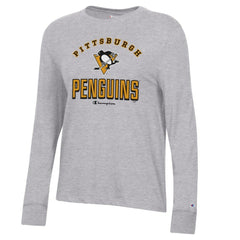 Pittsburgh Penguins Champion Women's Core Long Sleeve T-Shirt - Heather Gray - NHL 201078279