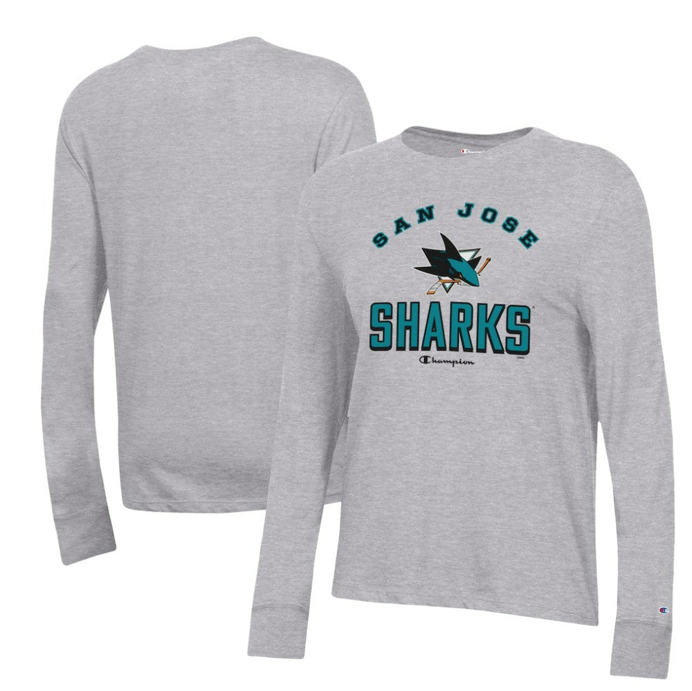 San Jose Sharks Champion Women's Core Long Sleeve T-Shirt - Heather Gray - NHL 201078280