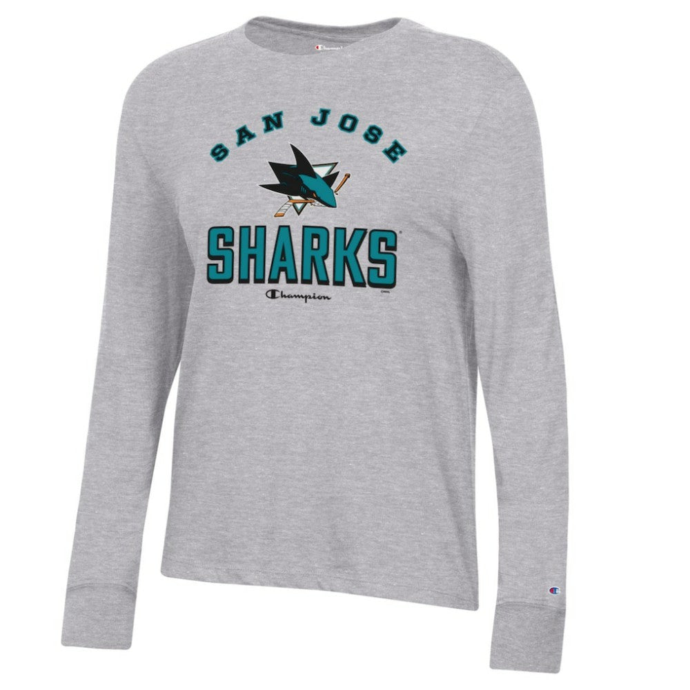 San Jose Sharks Champion Women's Core Long Sleeve T-Shirt - Heather Gray - NHL 201078280