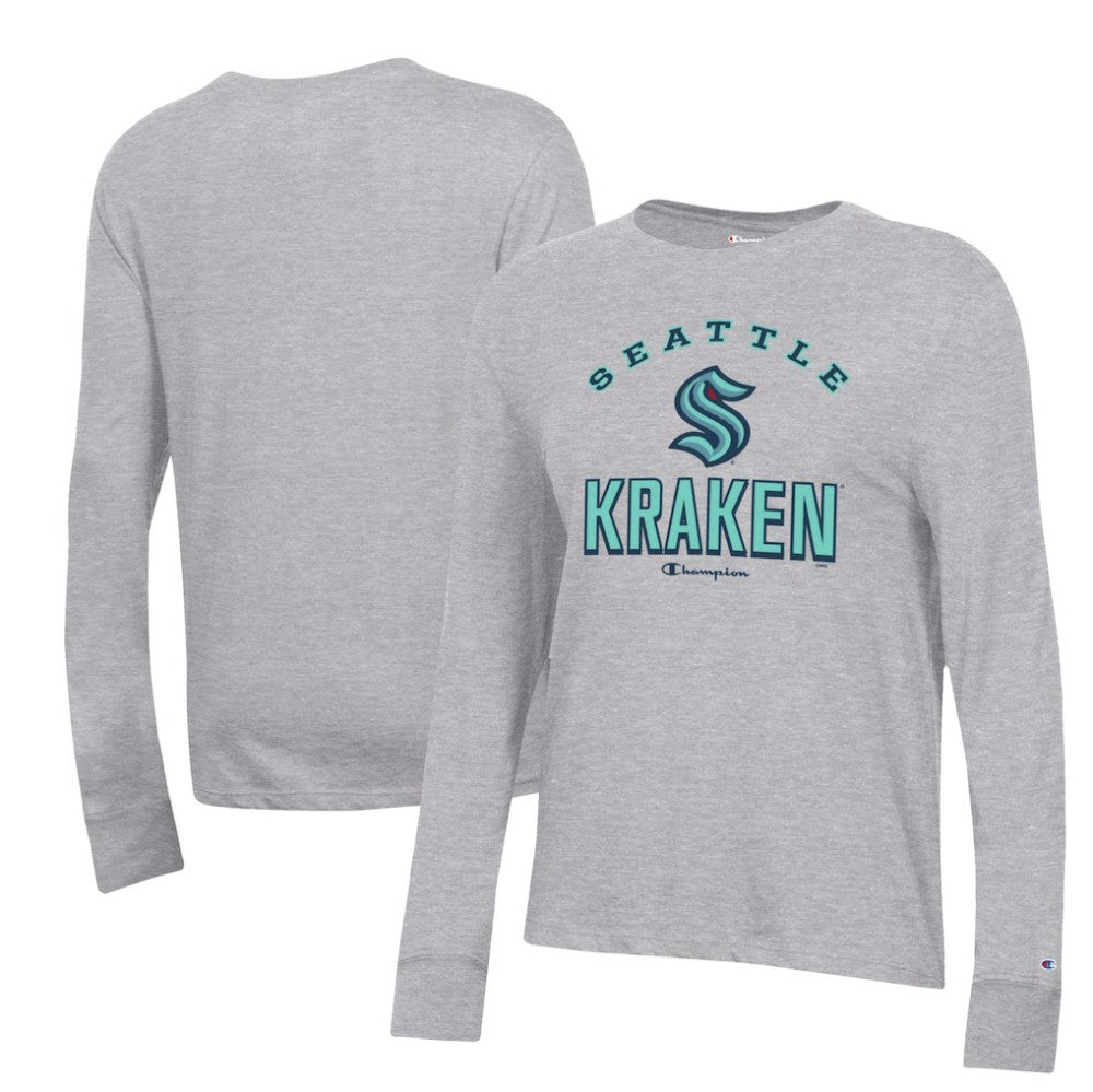 Seattle Kraken Champion Women's Core Long Sleeve T-Shirt - Heather Gray - NHL 201078281
