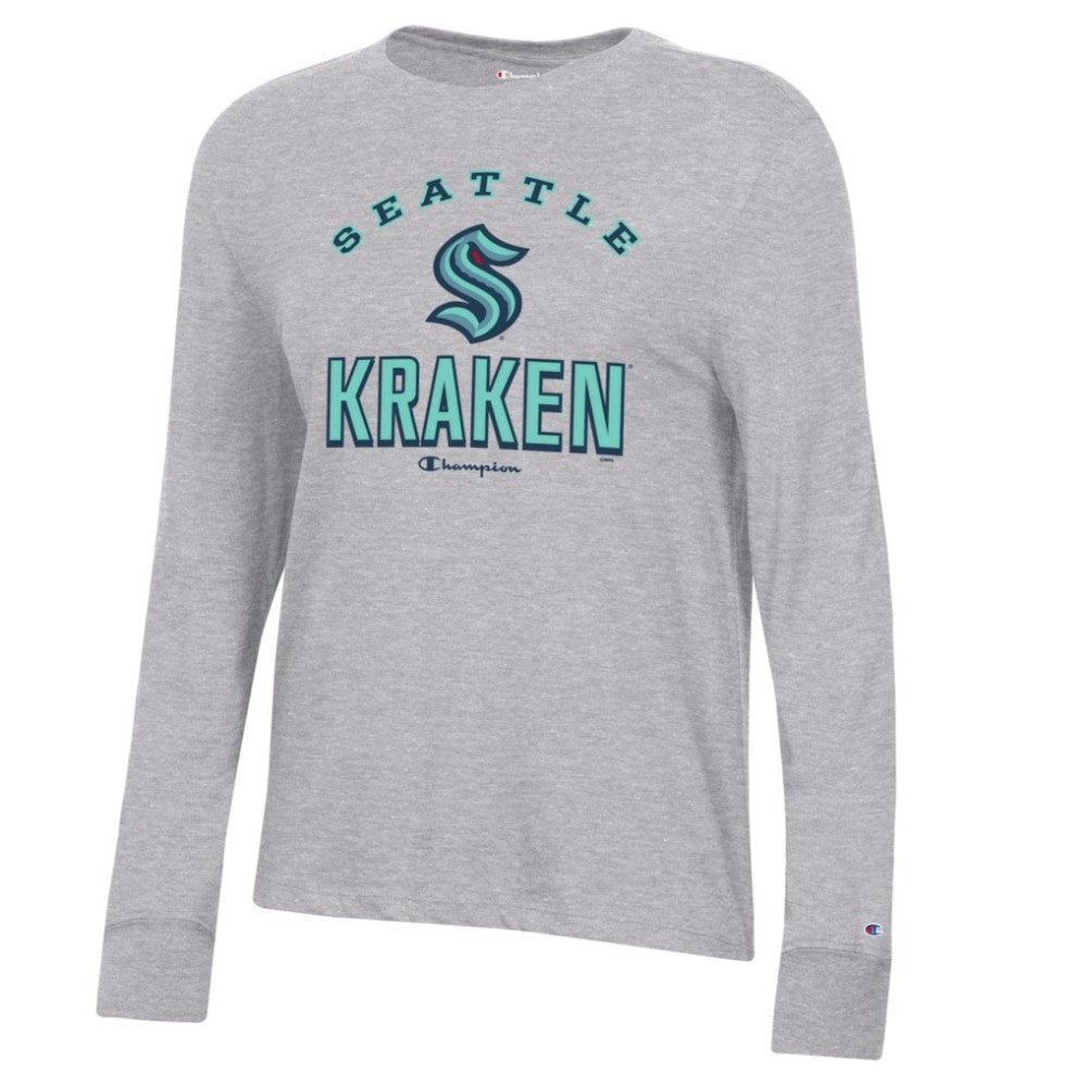 Seattle Kraken Champion Women's Core Long Sleeve T-Shirt - Heather Gray - NHL 201078281