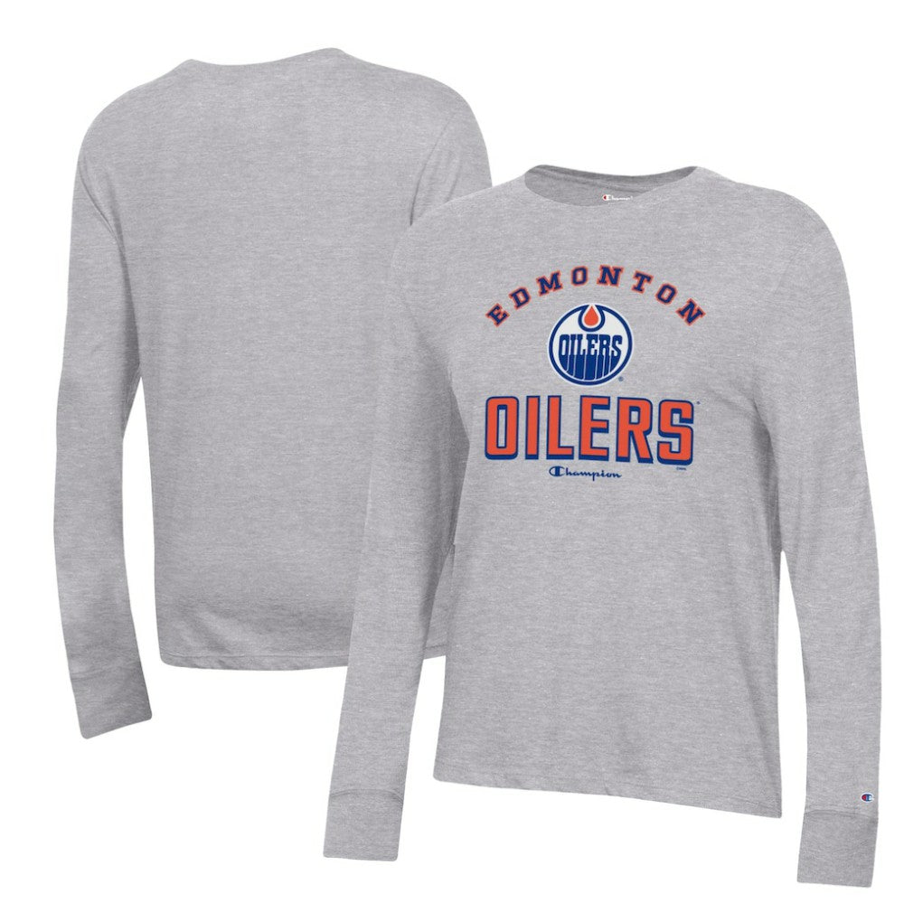 Edmonton Oilers Champion Women's Core Long Sleeve T-Shirt - Heather Gray - NHL 201078299