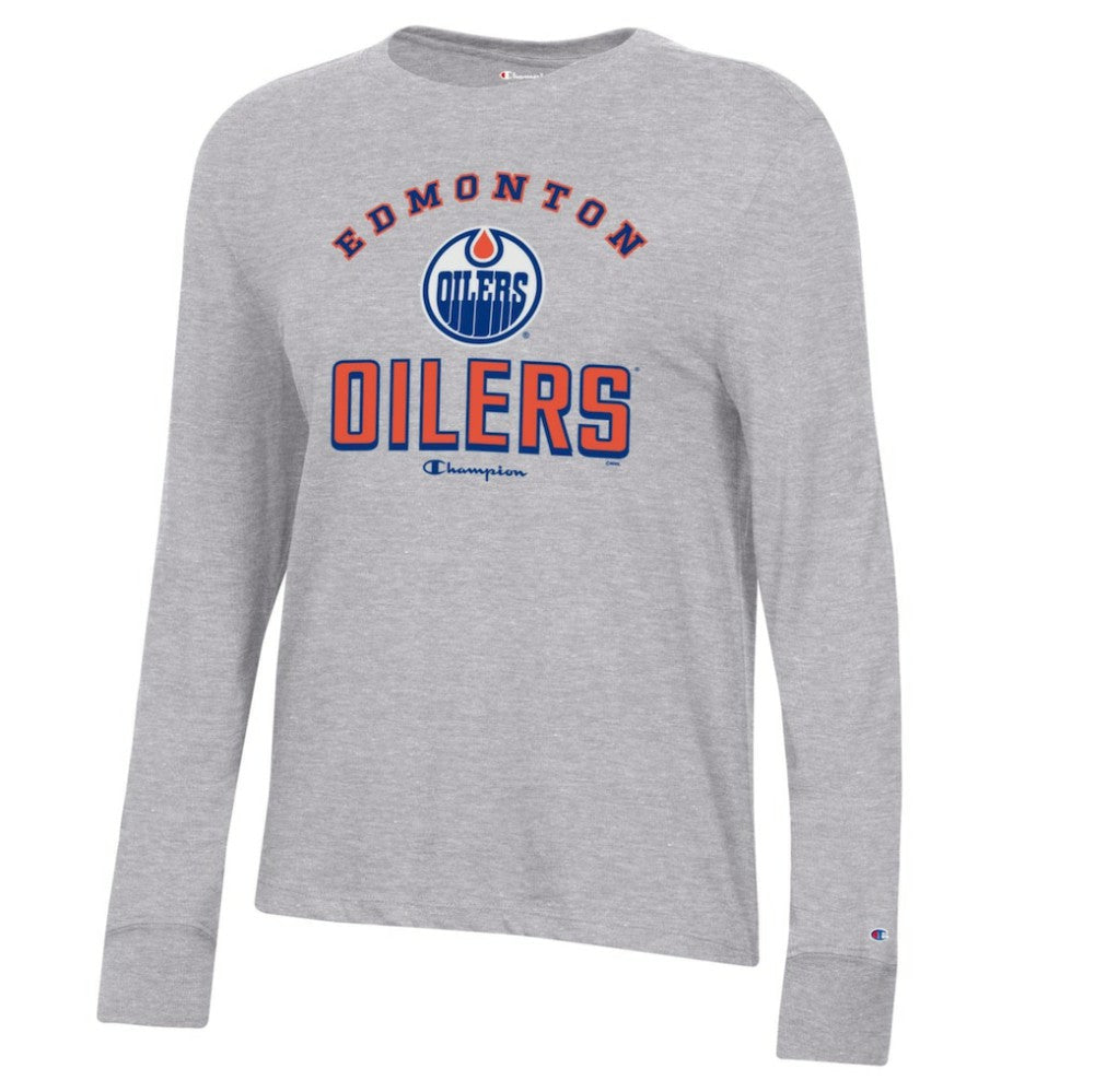 Edmonton Oilers Champion Women's Core Long Sleeve T-Shirt - Heather Gray - NHL 201078299