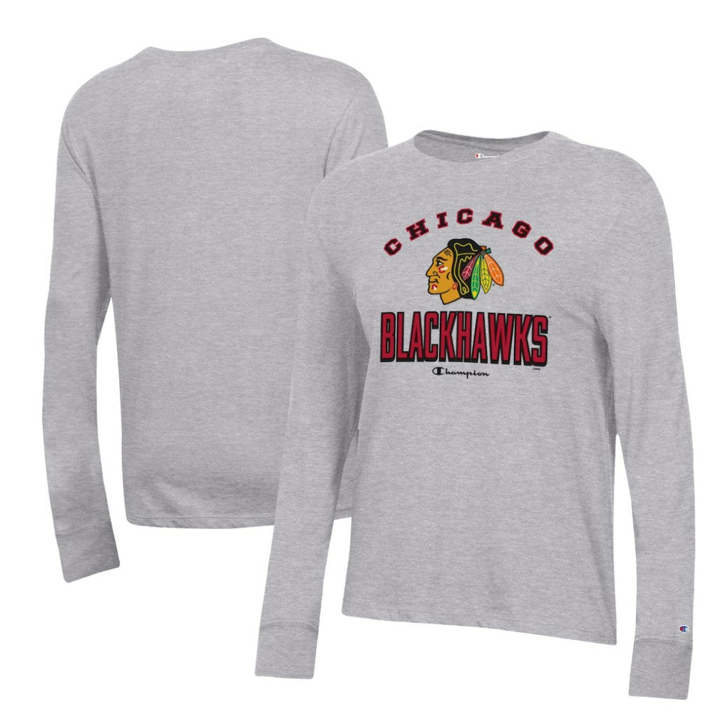 Chicago Blackhawks Champion Women's Core Long Sleeve T-Shirt - Heather Gray - NHL 201078300