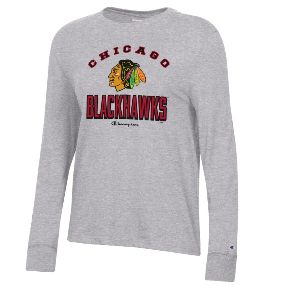 Chicago Blackhawks Champion Women's Core Long Sleeve T-Shirt - Heather Gray - NHL 201078300