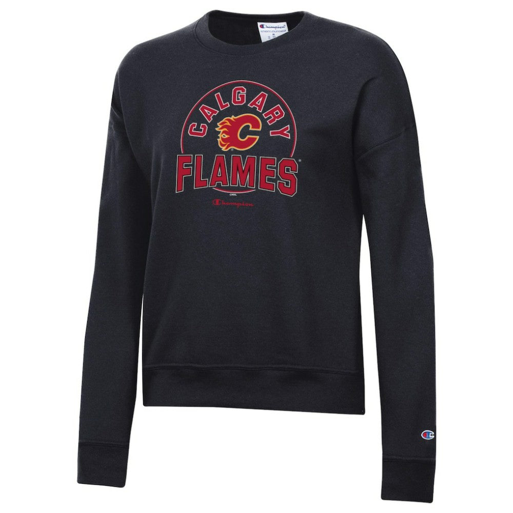 Calgary Flames Champion Women's Powerblend Pullover Sweatshirt - Black - NHL 201078301