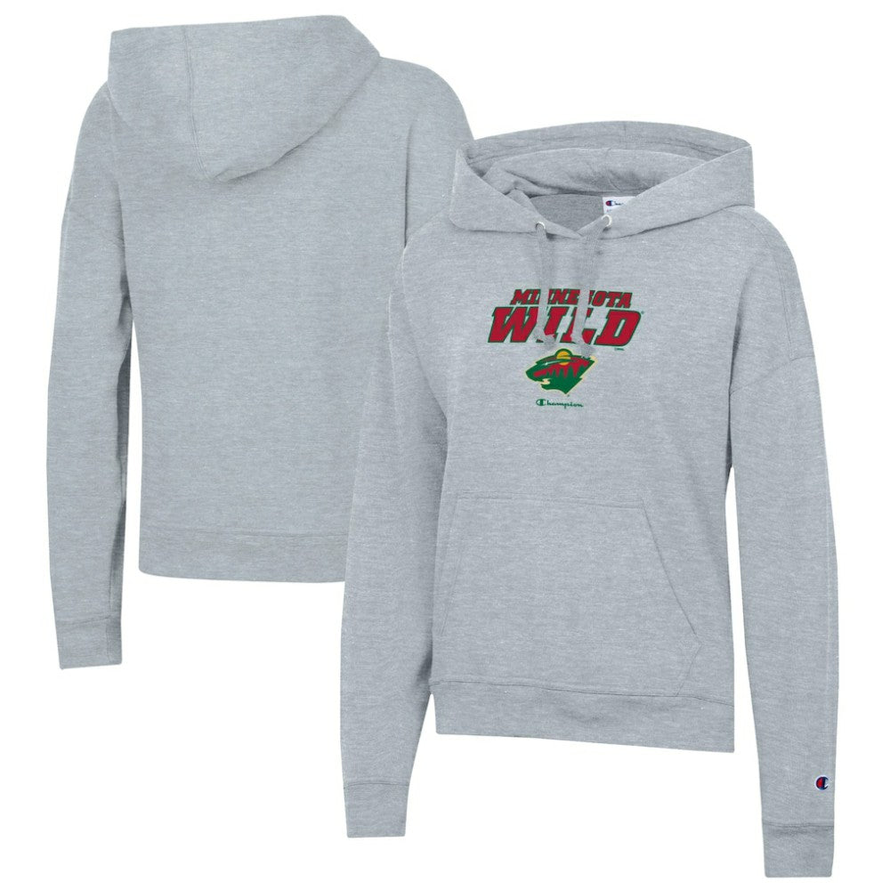 Minnesota Wild Champion Women's Powerblend Fleece Pullover Hoodie - Gray - NHL 201078334