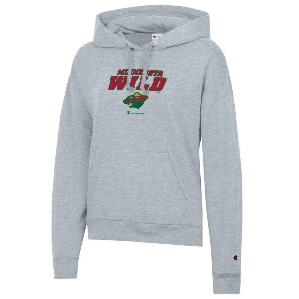 Minnesota Wild Champion Women's Powerblend Fleece Pullover Hoodie - Gray - NHL 201078334