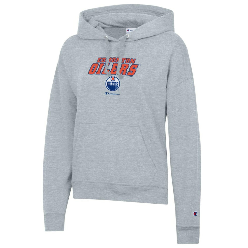 Edmonton Oilers Champion Women's Powerblend Fleece Pullover Hoodie - Gray - NHL 201078342