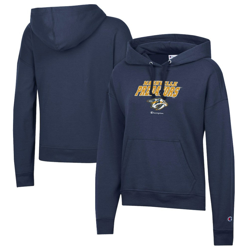 Nashville Predators Champion Women's Powerblend Fleece Pullover Hoodie - Navy - NHL 201078343