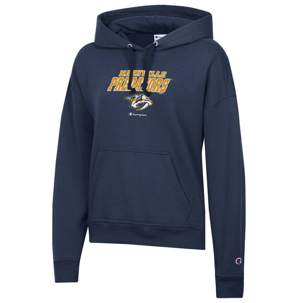 Nashville Predators Champion Women's Powerblend Fleece Pullover Hoodie - Navy - NHL 201078343