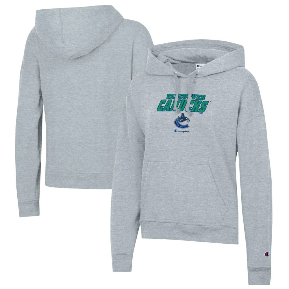 Vancouver Canucks Champion Women's Powerblend Fleece Pullover Hoodie - Gray - NHL 201078357