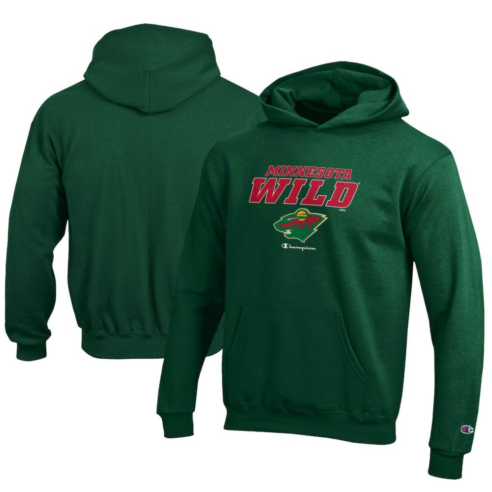 Minnesota Wild Champion Youth Eco Powerblend Pullover Hoodie - Hunter Green - NHL 201078366