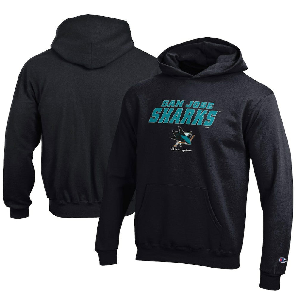 San Jose Sharks Champion Youth Eco Powerblend Pullover Hoodie - Black - NHL 201078375