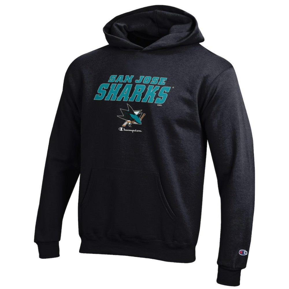 San Jose Sharks Champion Youth Eco Powerblend Pullover Hoodie - Black - NHL 201078375