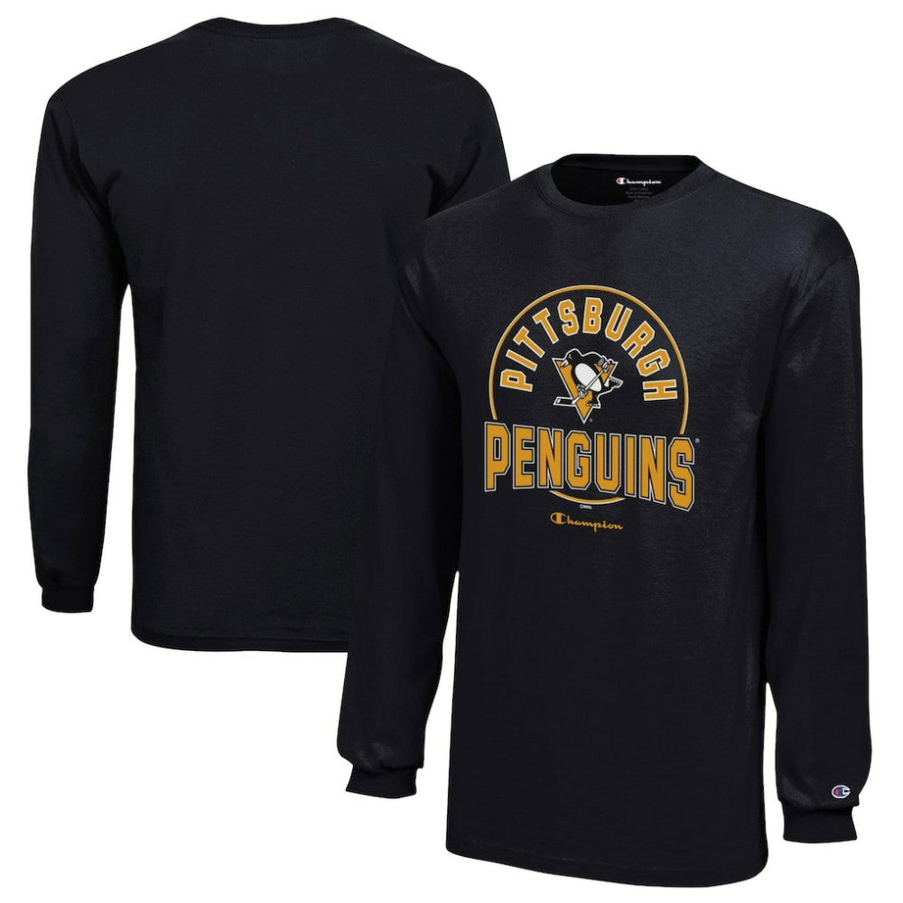 Pittsburgh Penguins Champion Youth Long-Sleeve Jersey T-Shirt - Black - NHL 201078437