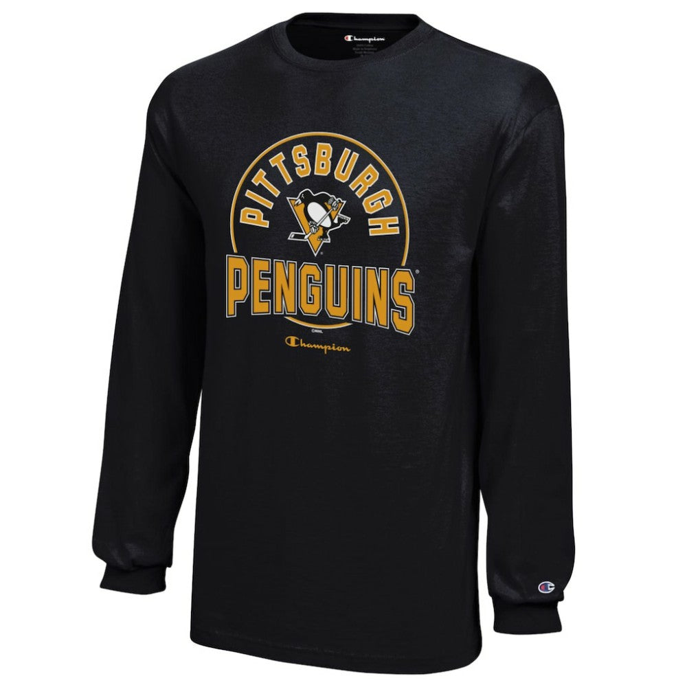 Pittsburgh Penguins Champion Youth Long-Sleeve Jersey T-Shirt - Black - NHL 201078437