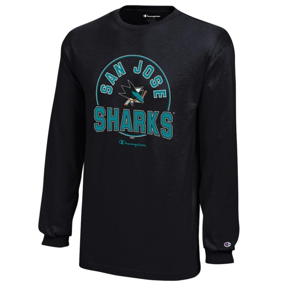 San Jose Sharks Champion Youth Long-Sleeve Jersey T-Shirt - Black - NHL 201078438